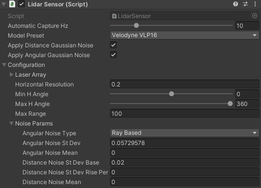 lidar noise configuration