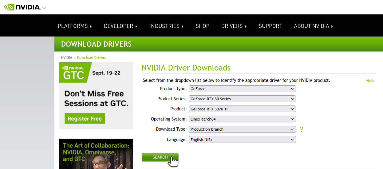 Nvidia driver best sale search advanced